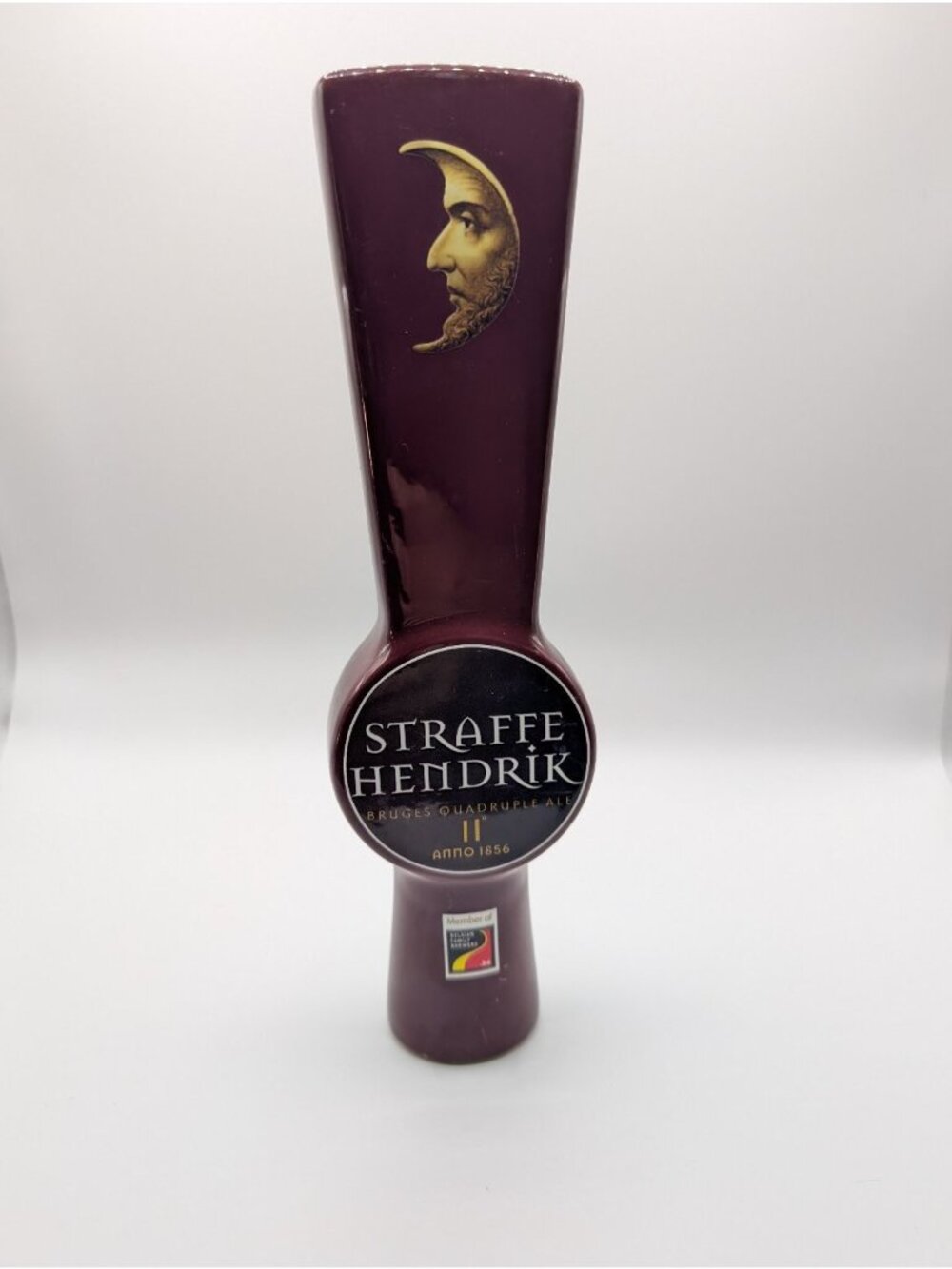 Straffe Hendrik Tap Handle Burgundy Ceramic 11-12" Handcrafted Belgian Ale NEW - Picture 2 of 5